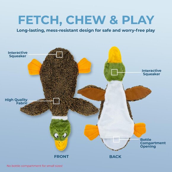 2-in-1 Stuffless Squeaky Dog Toys with Soft, Durable Fabric for Small, Medium, a - Picture 3 of 6